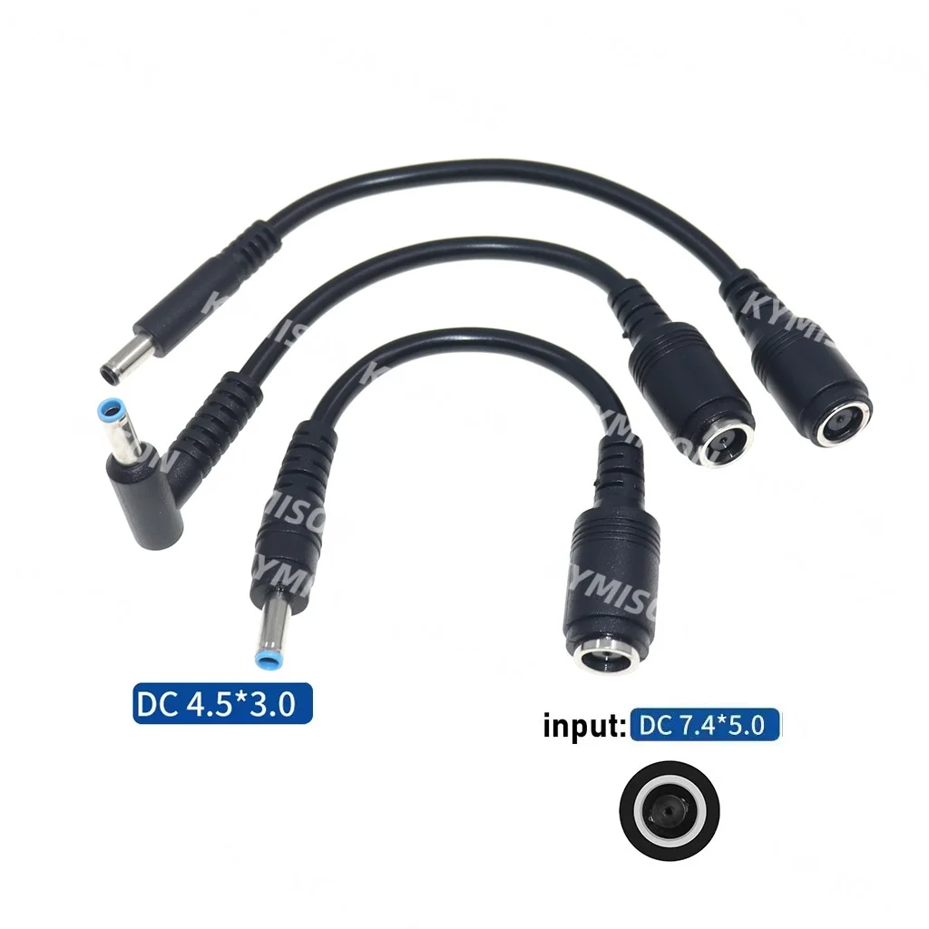 DC Power Charger Adapter com Pin, conector para HP Ultrabook e Dell Laptop, Feminino e Masculino, 7.4*5.0mm a 4.5*3.0mm