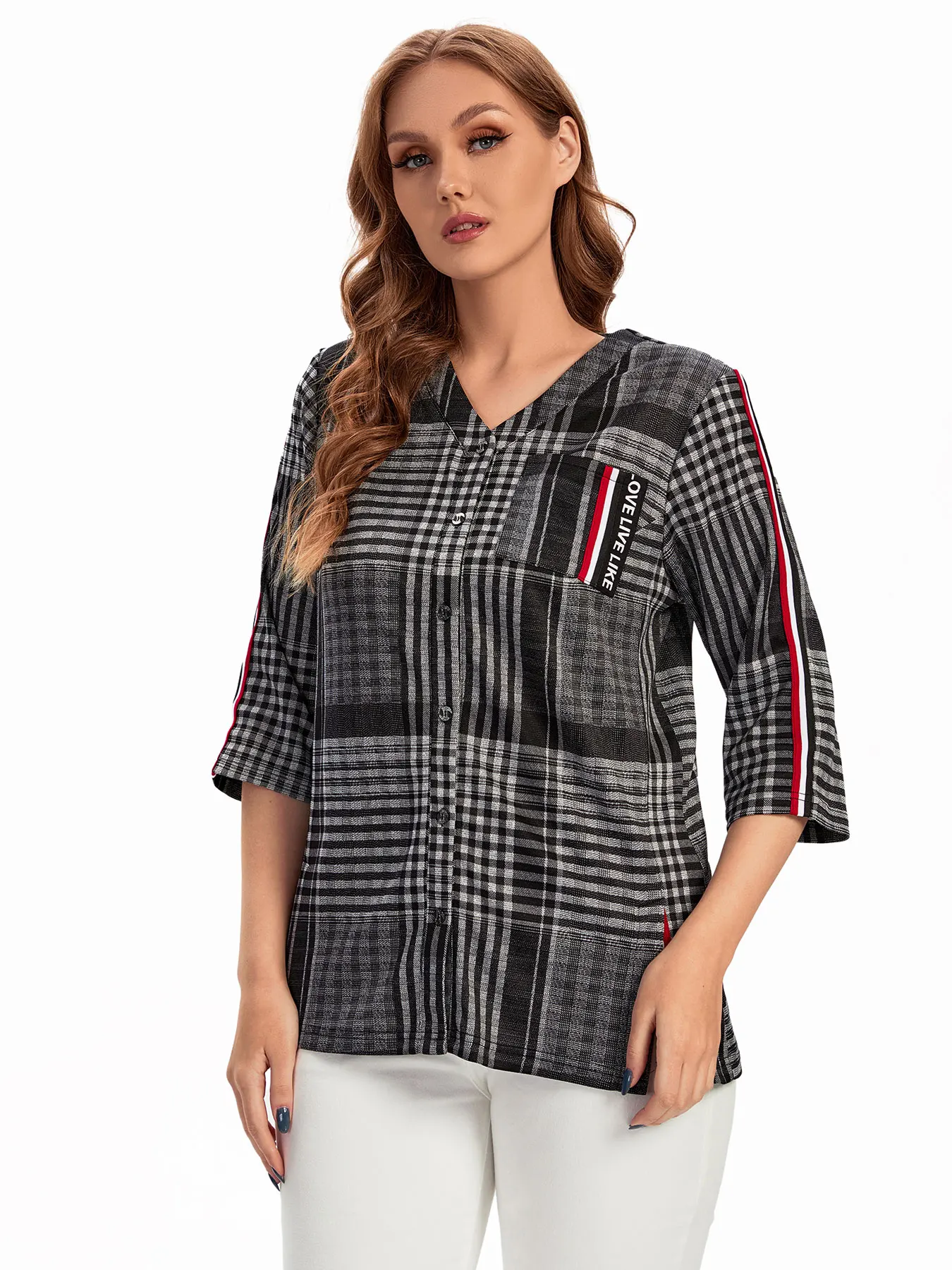 قميص نسائي منسوج للربيع والصيف مقاس كبير