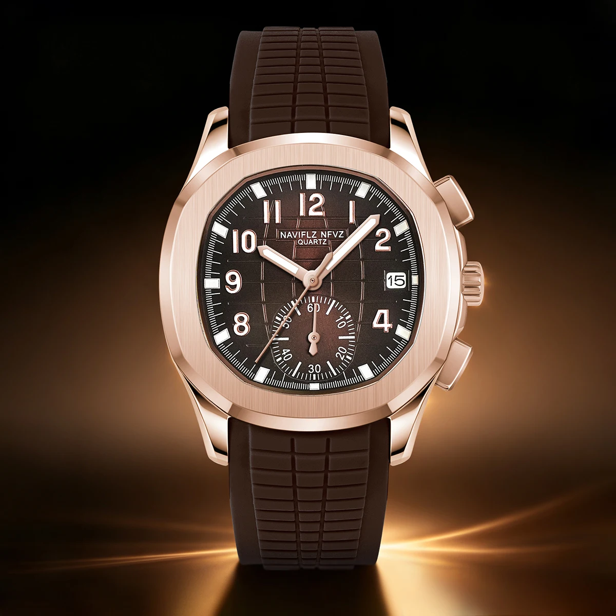 Droppshiping Products 2026 Men Watch NAVIFLZ NFVZ Japan Chronograph Quartz Wristwatch Rose Gold Relogio Masculino 50M Waterproof