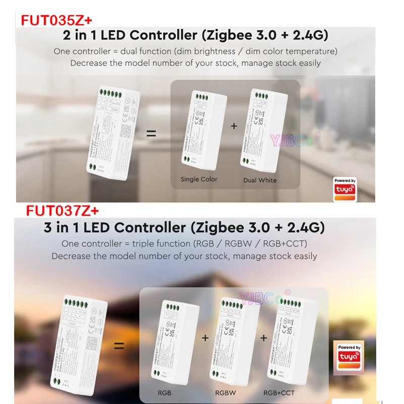 

Miboxer (Zigbee 3.0 +2.4G) 2 in 1/3 in 1 Led Controller Dual white/RGB/RGBW/RGBCCT FUT035Z+ FUT037Z+