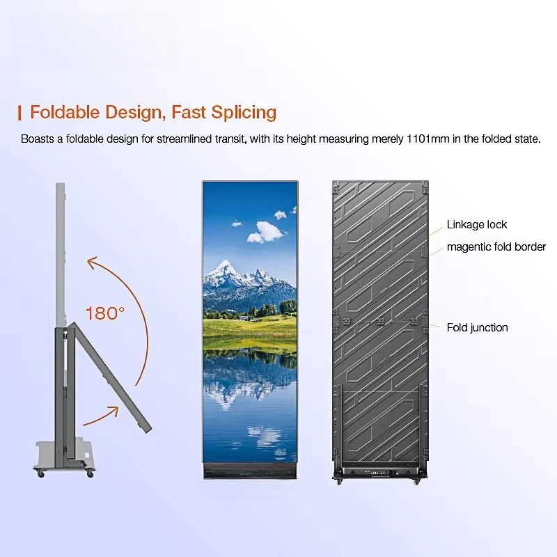GOB P1.25 P1.53 P1.86 P2 P2.5 Portable Movable 640*1920mm Foldable Indoor LED Poster Display Screen for Store