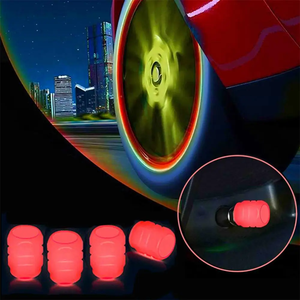 1/4/8pcs Split Car Luminous Tire Valve Caps Motorcycle Bicycle Wheel Tyre Hub Valve Stem Caps Night Riding Fluorescent Cap Decor