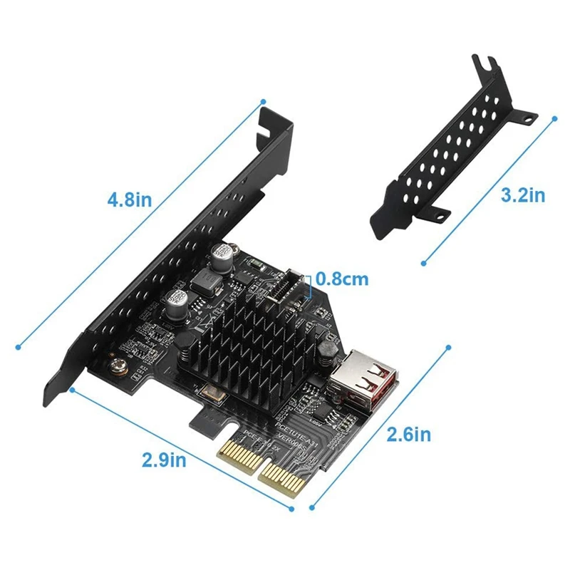 بطاقة توسيع Pci-e ، محول pci-usb ، pcie ، pcie ، type e ، gen2 ، 10 gbps ، (رقائق asm3142)