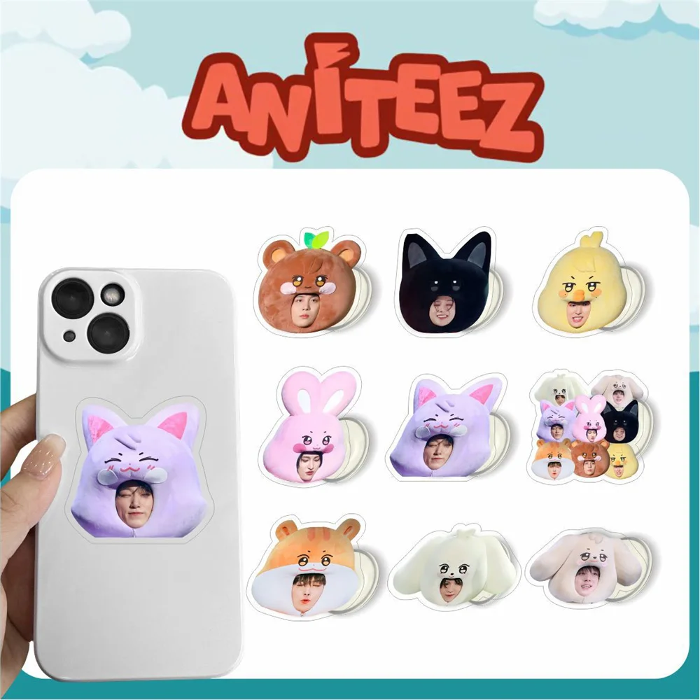 KPOP ATEEZ Cartoon Phone Stand Double Sides Acrylic Retractable Mobile Phone Stand San MINGI Yunho Hongjoong Fans Birthday Gift