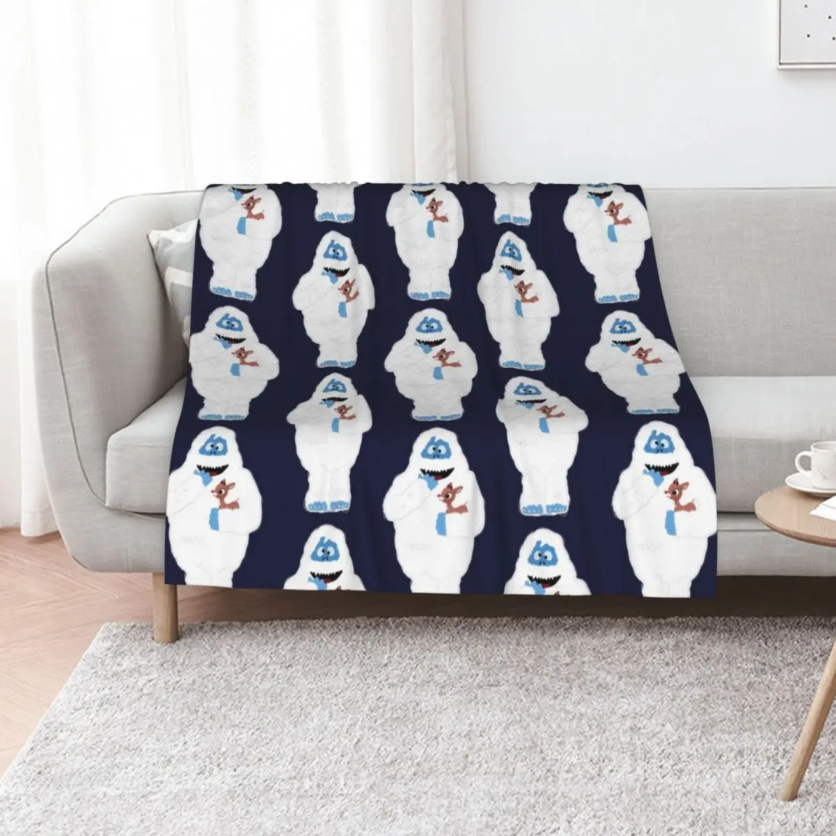 Classic Christmas Abominable Snowman with Rudolph ? GraphicLoveShop Throw Blanket Cute Plaid Flannel Fabric Cute Luxury Blankets
