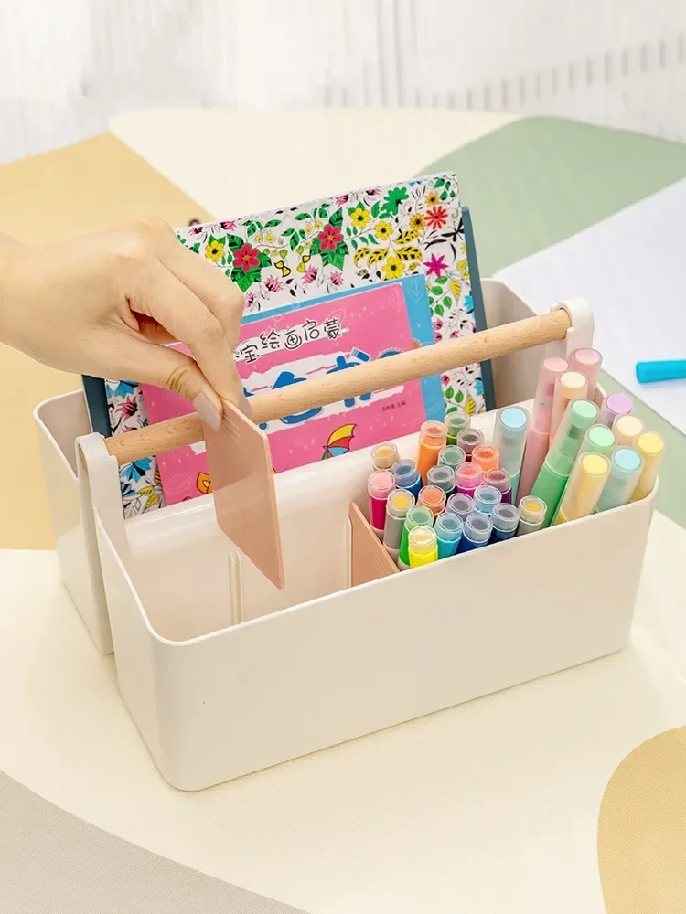 1PCS Desktop Pen Holder Large Capacity Cute Marker Pen Stationery Storage Box Creative Cartoon Pencil Holder Desktop Organizer