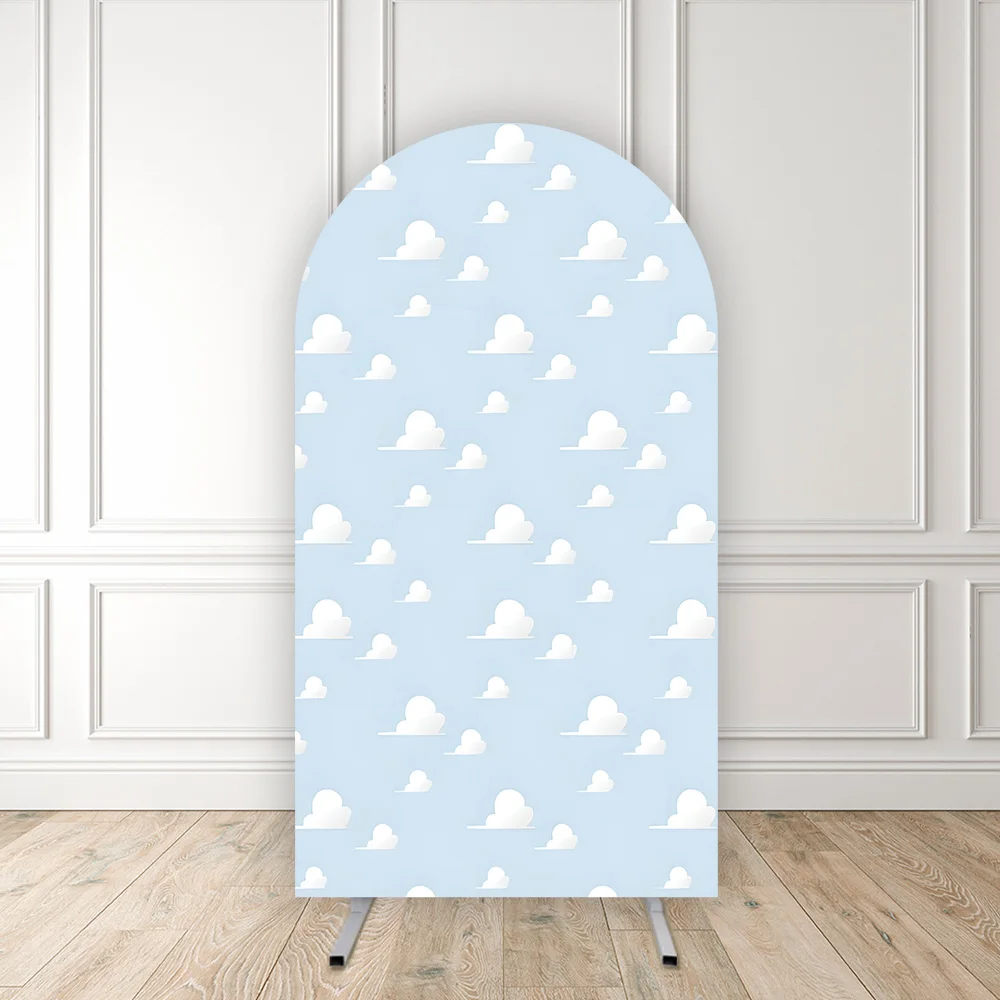 Mehofond Blue Sky White Cloud Arched Cover Chiara Backdrop Newborn Birthday Double-Sided Spandex Background Photozone Studio