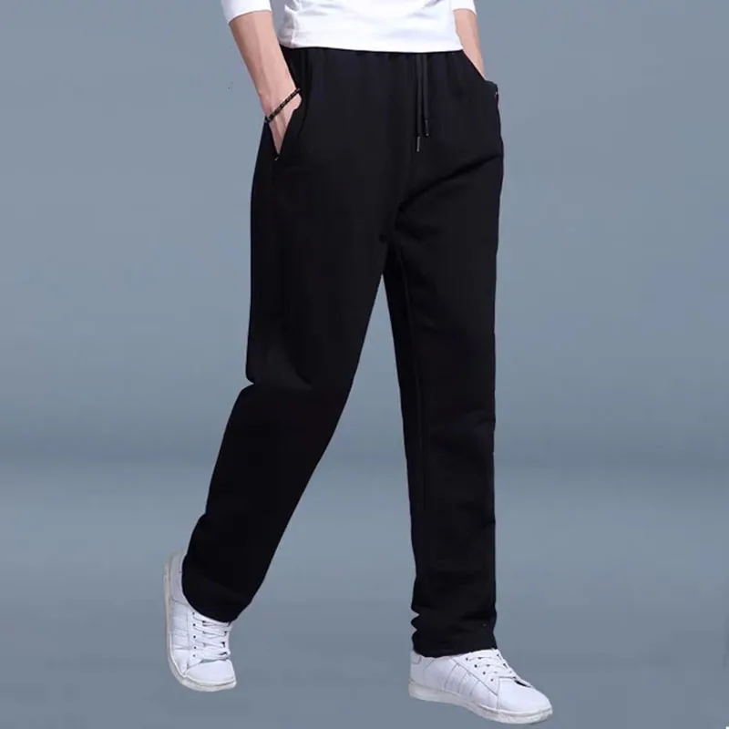 

2025 Spring/Summer New Men Sports Pants Loose Large Casual Student Health Pants Straight Drawstring Pocket Training Pants