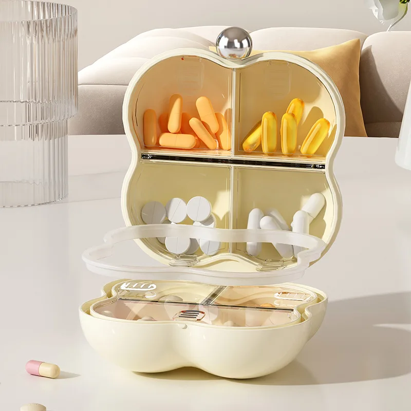 7-Day Portable Flower-Shaped Pill Organizer Compact Medication Divider Box with Individual Compartments for Daily Use