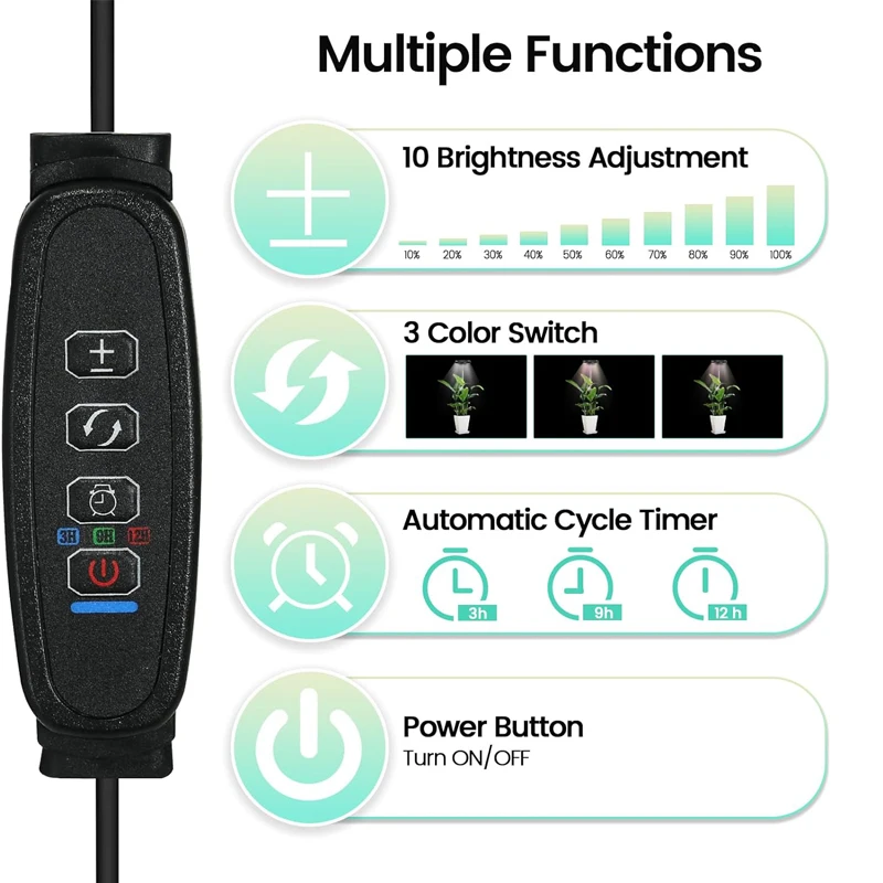 Фотолампа для выращивания растений, регулируемая высота 5 В, 3 режима