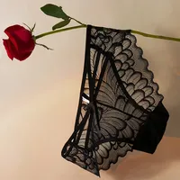 Women\\'s Low Rise Lingerie Sexy Lace Mesh Bow Panties See Through Underwear Hot Girl Briefs Ultra-Thin Breathable Underpants