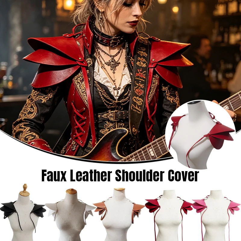 

Medieval Steampunk Leather Shawl Shoulder Armor Retro Epaulet Halloween Masquerade Cosplay Costume Accessory for Party Role Play