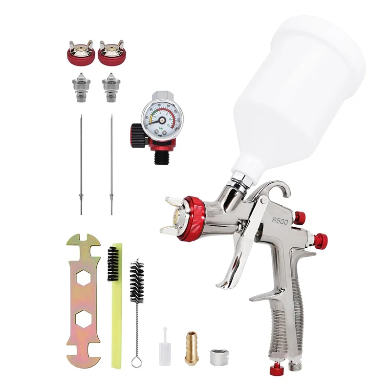 

AB42-R500 LVLP Air Spray Gun Kit With 1.3/1.5/1.7Nozzles & Oil Separator & Air Regulator Automotive, Car Paint Gun Sprayer