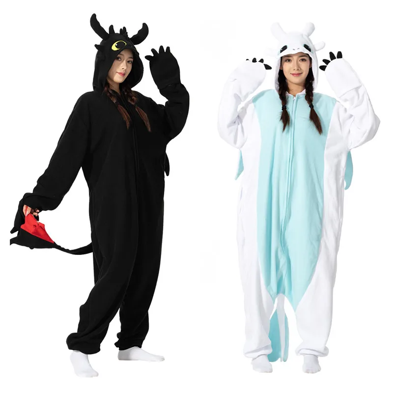 Black White Kigurumi Onesie Cartoon Pajamas For Adult Women Men Animal Pyjamas Homewear Halloween Cosplay Party Costume XXL