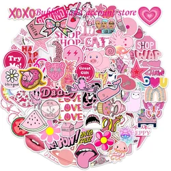 100 Ins Style Pink Preppy Style Stickers for Party Gift Skateboard Motorcycle Scrapbooking Laptop Suitcase Toys