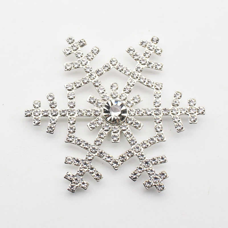 Shiny Christmas Snowflake Rhinestone Button DIY Is Applicable To Handmade Silver Festival Shiny Decoration 4 Pieces/Batch 54mm