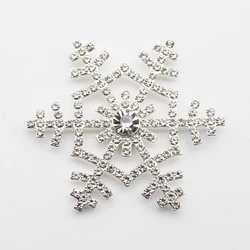 Shiny Christmas Snowflake Rhinestone Button DIY Is Applicable To Handmade Silver Festival Shiny Decoration 4 Pieces/Batch 54mm