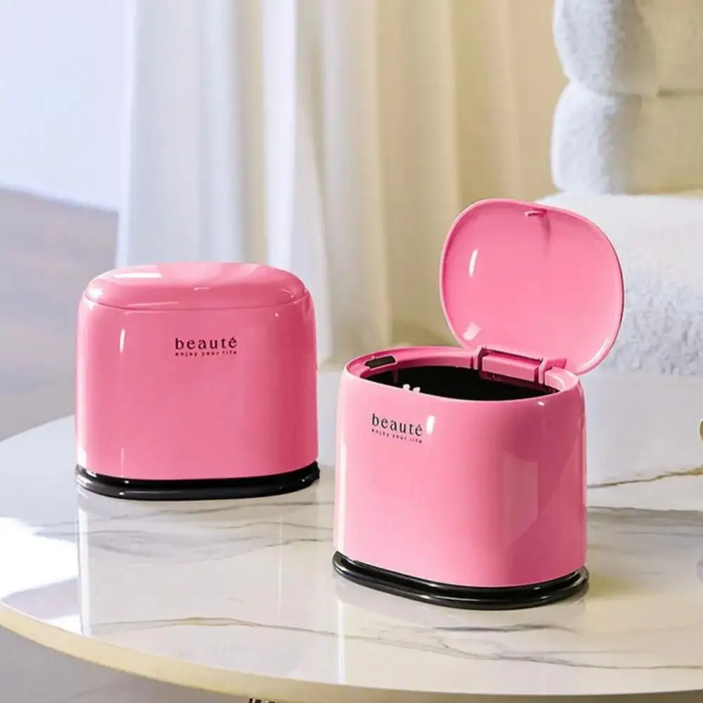 

Creative Desktop Garbage Bin Press Style Large Capacity Bathroom Organizer Sealed with Lid Desktop Storage Box