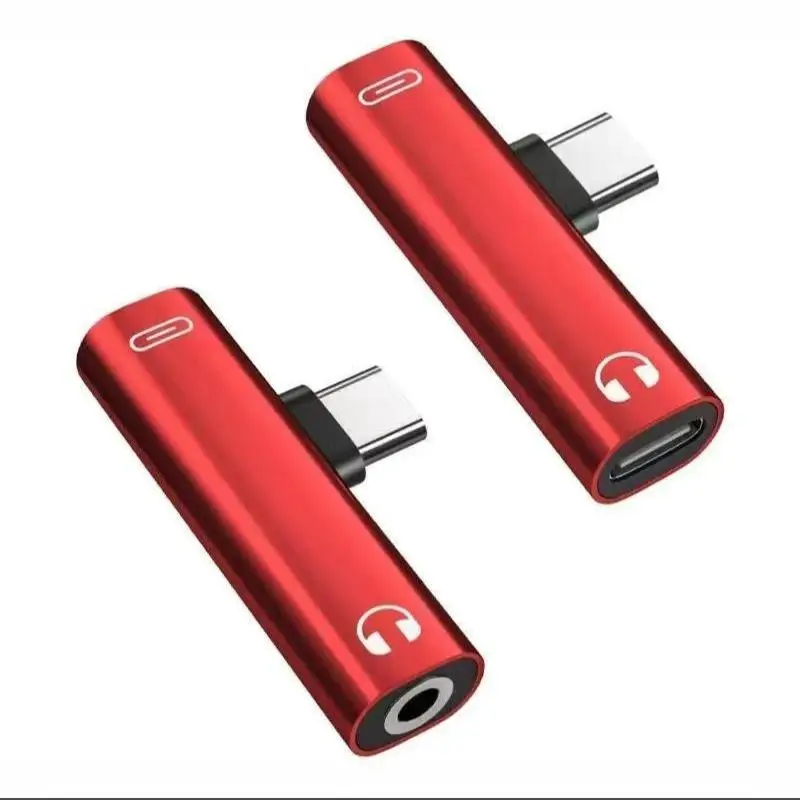 Dual Type C Splitter 2 in 1 USB C Adapter for Sports Headphone Charging Support PD Fast Charge for Running Cycling Phone Use