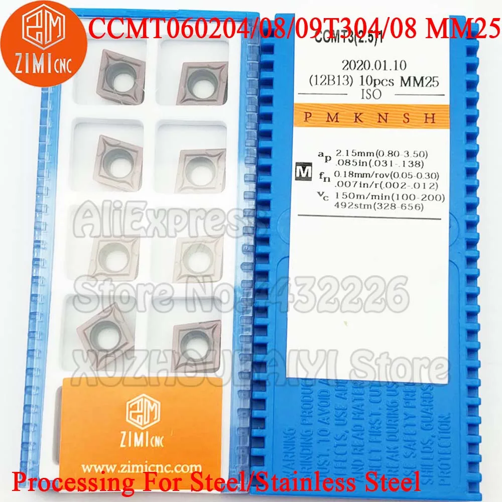 10 قطعة CCMT09T308 CCMT09T304 CCMT060208 CCMT060204 MM25 كربيد إدراج تحول أدوات نك القاطع مخرطة شفرة ل الفولاذ المقاوم للصدأ