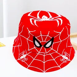 Disney Children Bucket Hat Cartoon Spider Printed Embroidered Fisherman's Hats for Boys Outdoor Sunscreen Visor Hat Baby's Gifts