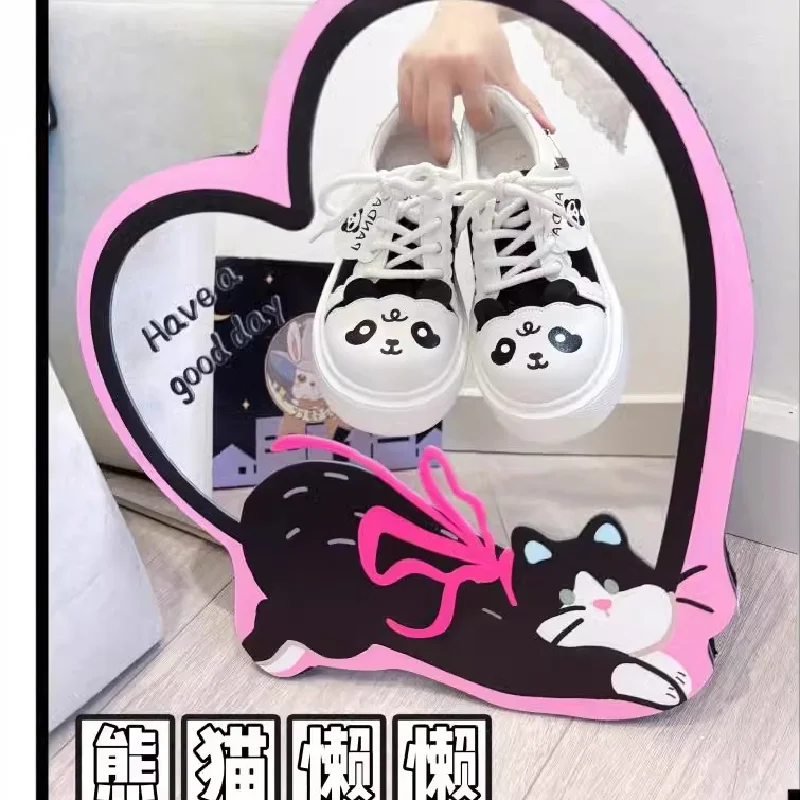 Versatile Thick soled Canvas Shoes for Daily Use Kawaii Sweet Loli Tea Party Single Shoes Cute Panda Shoes