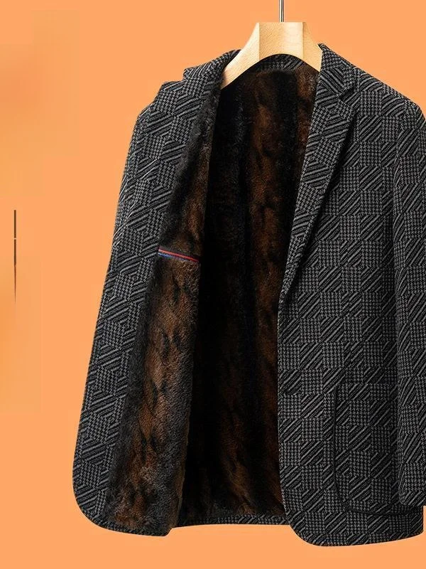 

Men's Cotton-Padded ort Coat Autumn Winter Faion Urban Sle Polyester Fiber Flip Collar Thiened Jaet for Middle-Aged