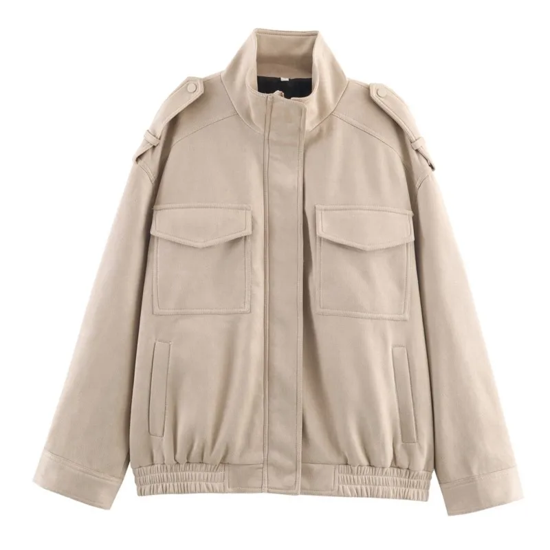 

Strappy Details Loose-Fit Design Stylish Coat Autmn Daily 2025 Winter New Women's Jacket Faux Suede Texture Outerwear