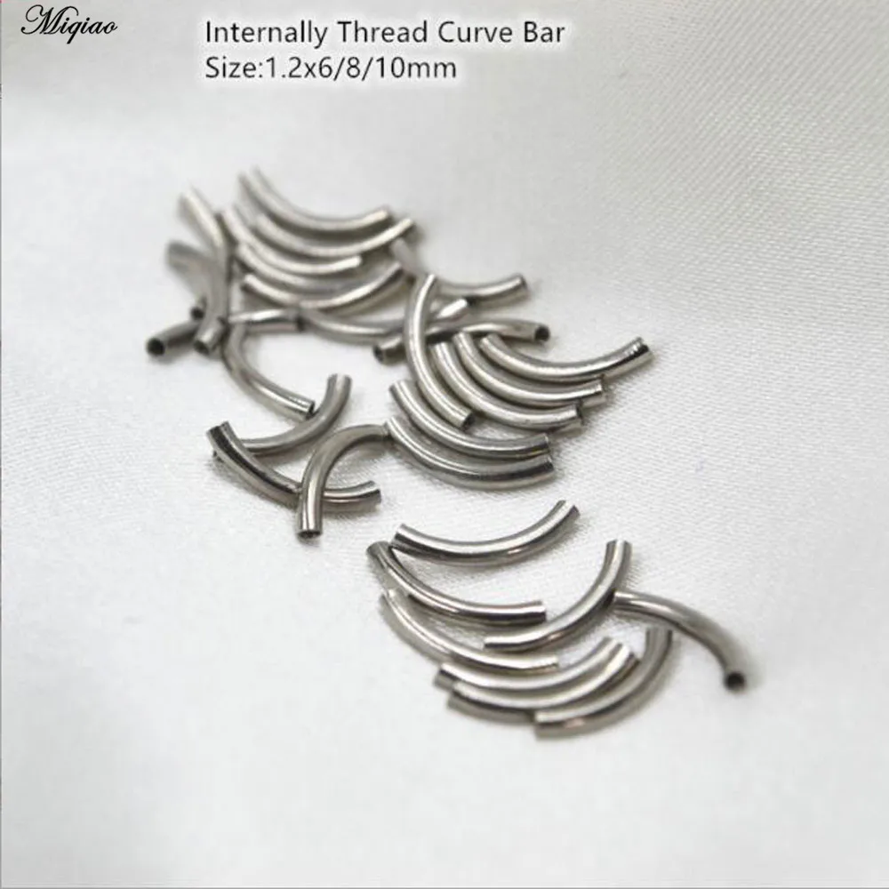 Miqiao 316L Medical Steel Replacement Rod Inner Thread Diy Curved Rod Eyebrow Ring Eyebrow Nail Puncture Accessories 50pcs