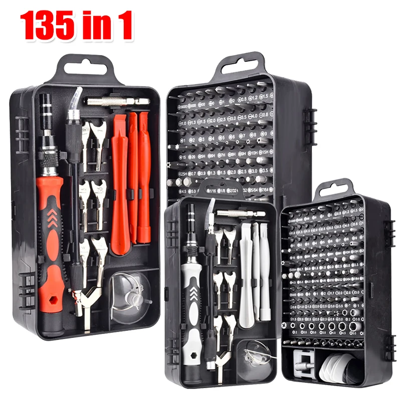 

135 in 1 Precision Screwdriver Set Magnetic Mini Screw Nuts Bits Hand Repaier Tool Kit for Watch Camera PC Glasses Repairing