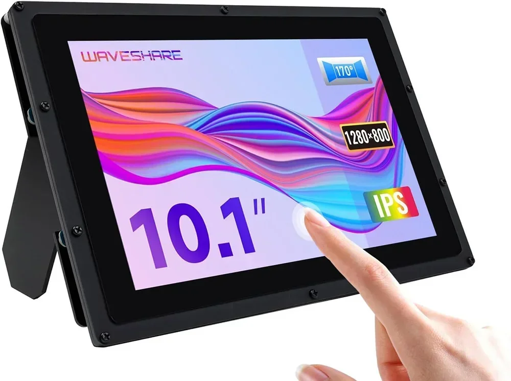 10.1-inch capacitive touch screen LCD display with housing and tempered glass cover 1280 * 800 HDMI IPS, compatible with Raspber