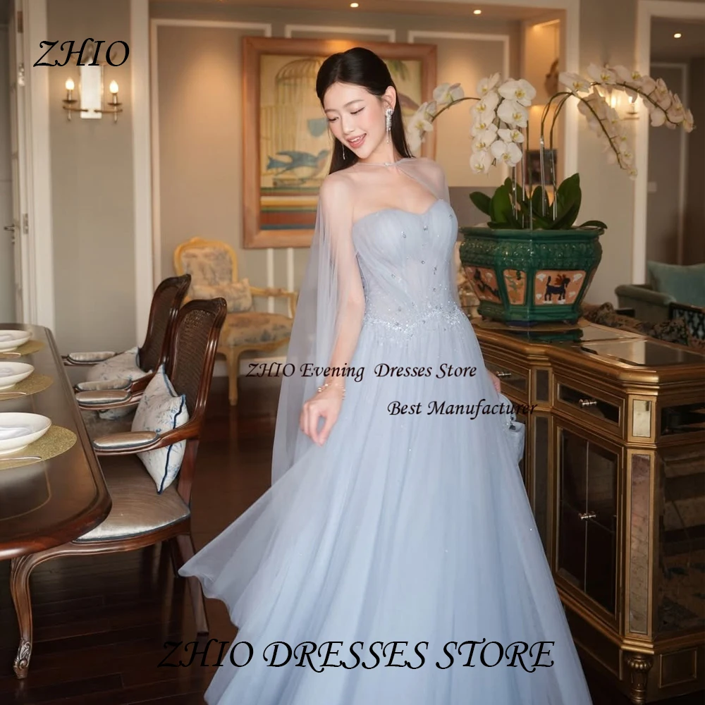 ZHIO أنيقة تول كريستال Dechable شال الوهم فساتين سهرة على شكل قلب طول الأرض مع فساتين حفلات رسمية مطوي