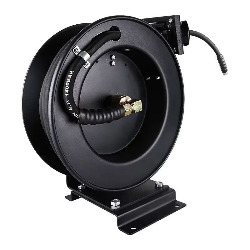 SPS 5000 PSI 33 FT 3/8'' Single Arm High Pressure Hose Reel Automatic Telescopic Pressure Drum Garden Hose Reel