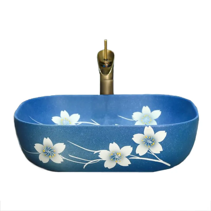 

Керамическая раковина на столе, китайская раковина в ретро-стиле, для домашнего использования в ванной комнате.