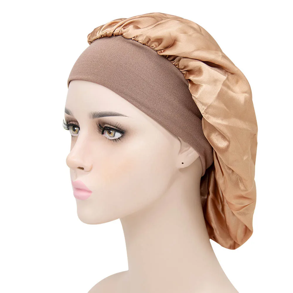 

Shower Hat Elastic Nightcap Lady Night Sleep Silk Bath Shower Caps Hair Cap Satin Bonnet Sleeping Hat