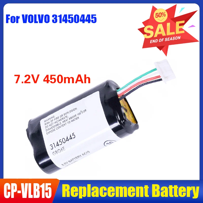 Battery for VOLVO 31450445 GBQ6E BP15 S/N:P0839AREV.J Vehicle VCM Gateway Module Batteries 7.2V 450mAh