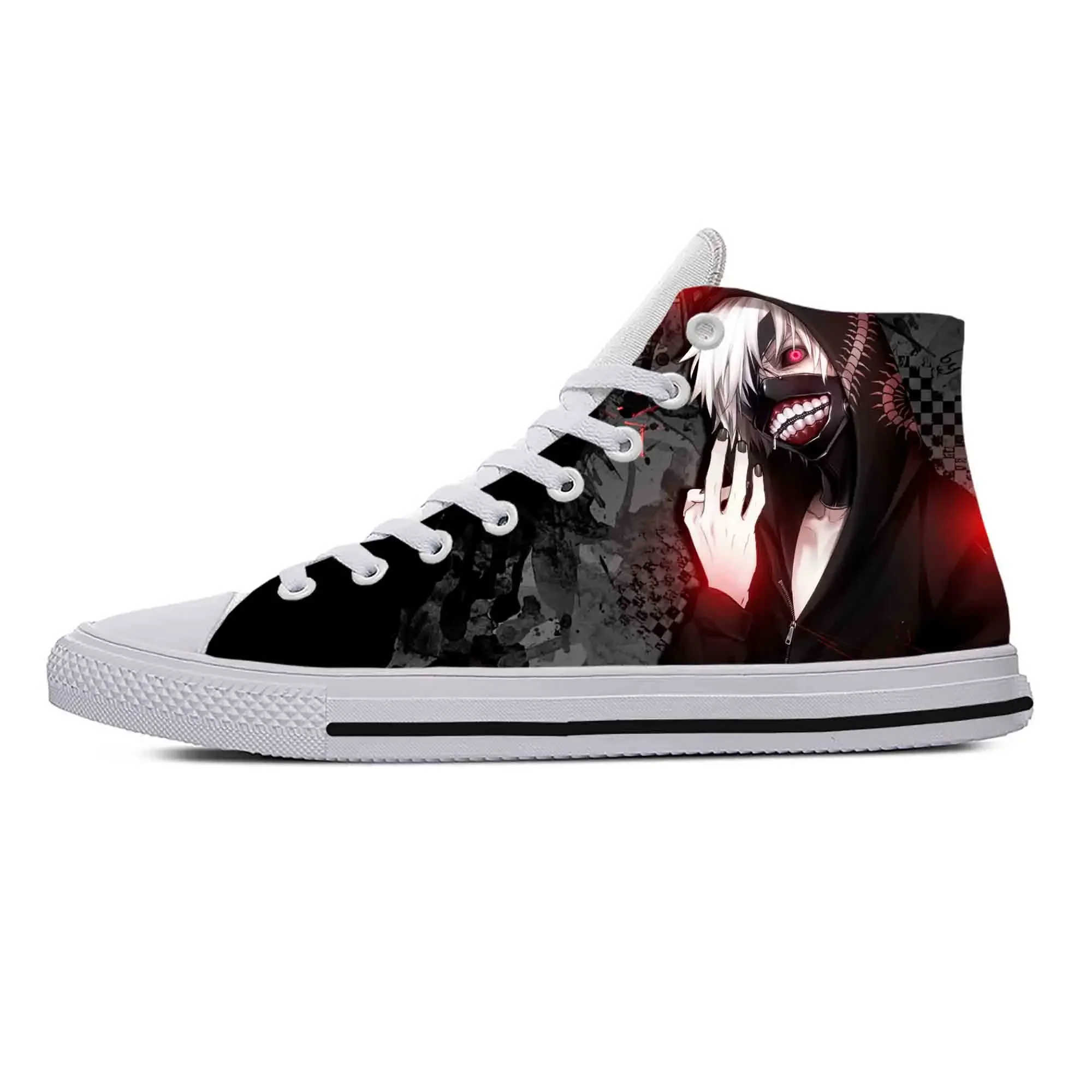 Anime Cartoon Manga Comic Tokyo Ghoul Kaneki Ken Casual Cloth Shoes High Top Comfortable Breathable 3D Print Men Women Sneakers