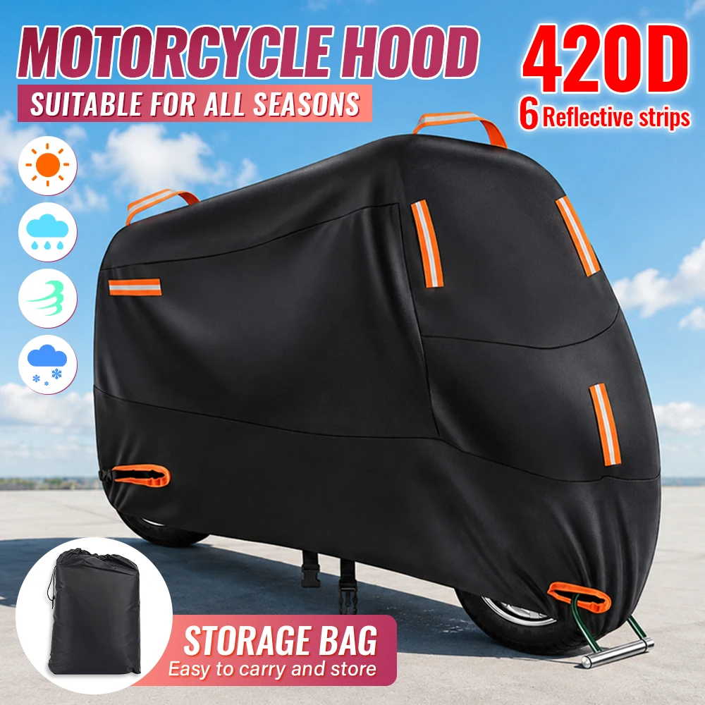 

Thickened Upgraded 420D Motorcycle Covers Waterproof Motors Dust Rain Snow UV Protector Cover Indoor Outdoor XL XXL 3XL 4XL