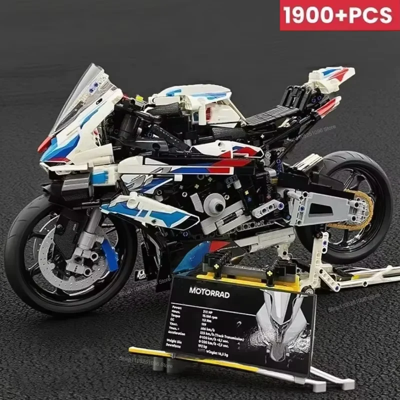 Blocs de construction de moto, modèle de moto de simulation, modèle de décoration à assembler, jouet MOC difficile, cadeau éducatif pour garçons