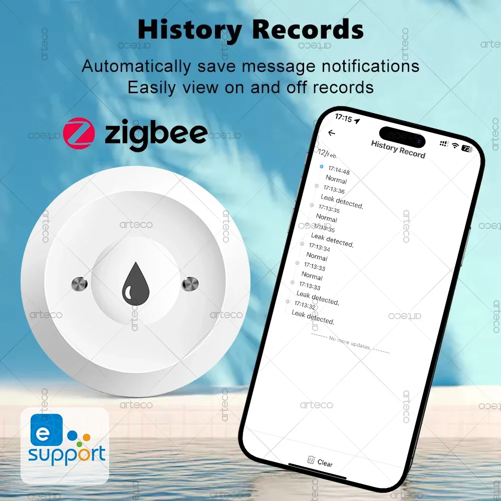 Zigbee Water Leakage Sensor Alarm Water Detector Flood Leakage Sensor APP Remote Control Security Alarm Work With Home Assistant