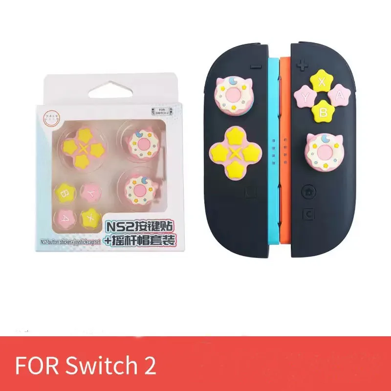 Silicone Soft D-pad Joystick Cross Button ABXY Key Sticker Skin Case For Switch 2 Joy-con Thumb Stick Grip Cap Cover