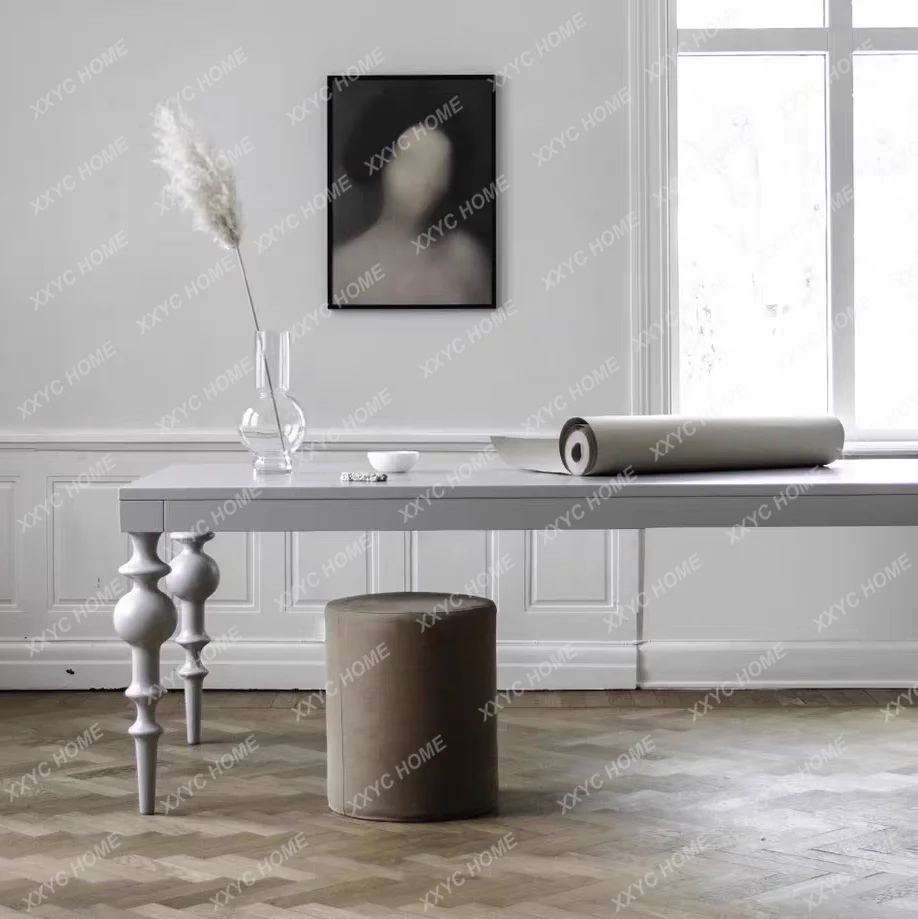 A retro solid wood black dining table  old home wabi long strip work table antique dining table