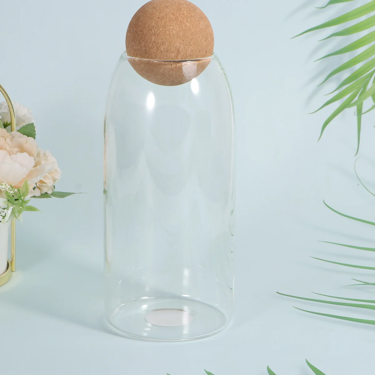 

1pc Heat Resistant Glass Storage Jar High Boron Container Kitchen Storage Heatproof Jar For Tea Cereals 1200Ml Transparent