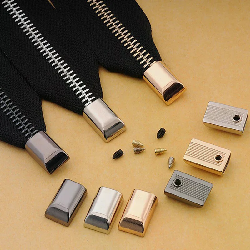 10Pcs Metal Zipper Stopper Tail Clip with Screw Zipper End Stop Plug DIY Sewing Leather Craft Hardware Accessories