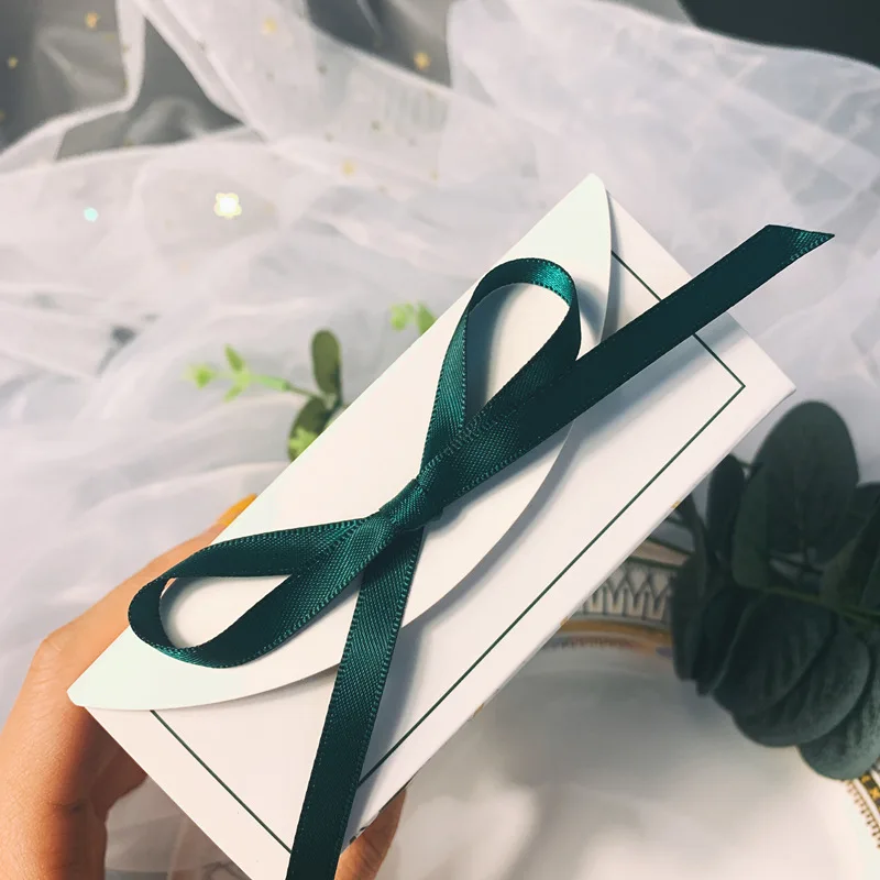 Ins Spring Green Candy Box Birthday Wedding Chocolate Packaging Box Party Present Ribbon Candies Paper Box For Guests