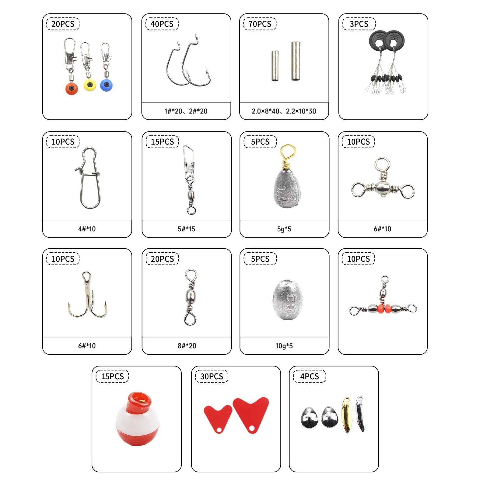 267 Pieces Luya Fishing Accessories Set, Sea Rock Multi-functional Lead Pendant Floating Fish Hook Set