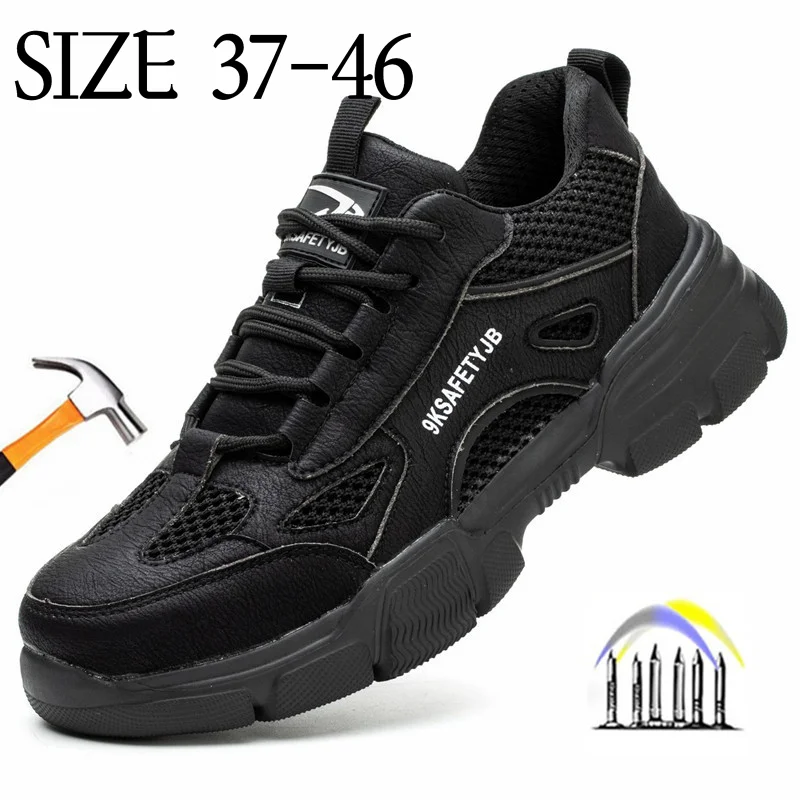 Summer Men Sneakers Breathable Safety Shoes Anti Smash Anti Puncture Work Safety Working Shoes with Protection Size 37-46