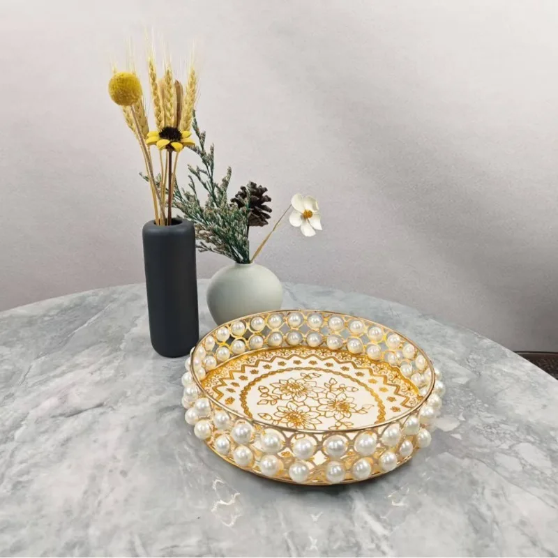 Round Wedding Decor Tray Dessert Display Plate Jewelry Storage Box