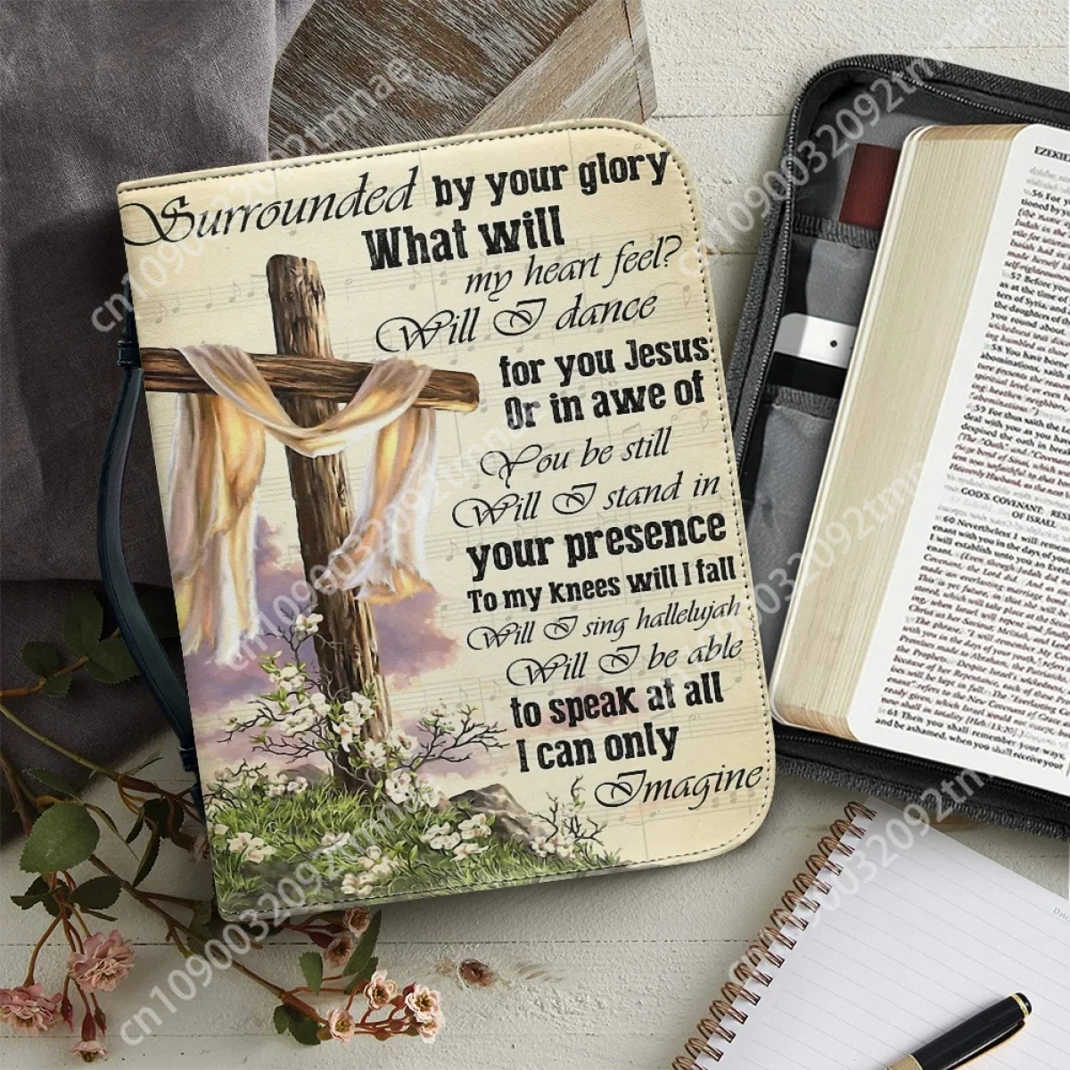 

Handbags Hymns Print New Exquisite Bible Bag Christianity Bible Genuine Custom Cover Case for Women Carrying Case