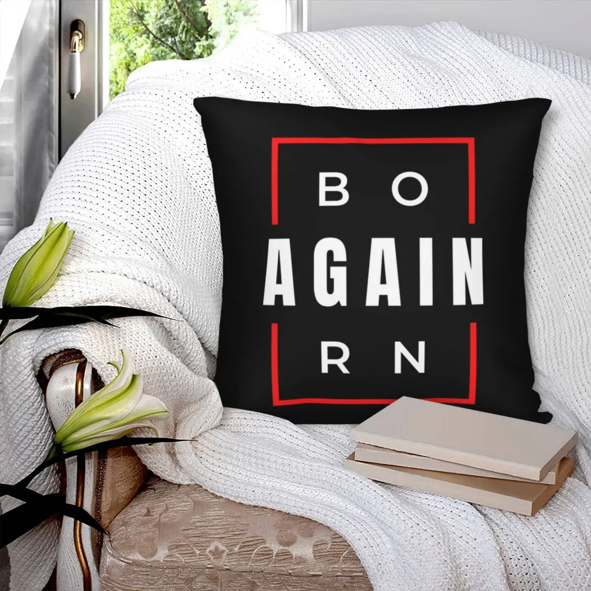 Born Again Square Pillowcase Polyester Pillow Cover Velvet Cushion Zip Decorative Comfort Throw Pillow For Home Bedroom